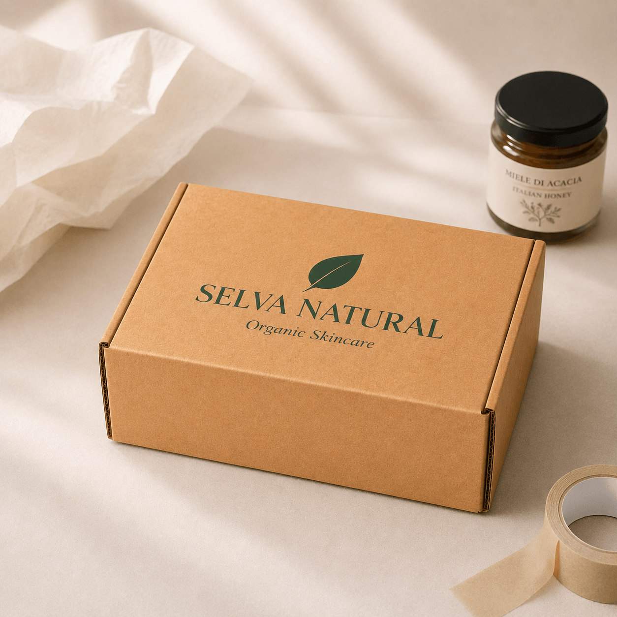 Caja ecommerce mediana personalizada en cartón kraft o blanco para envíos de tiendas online y empresas