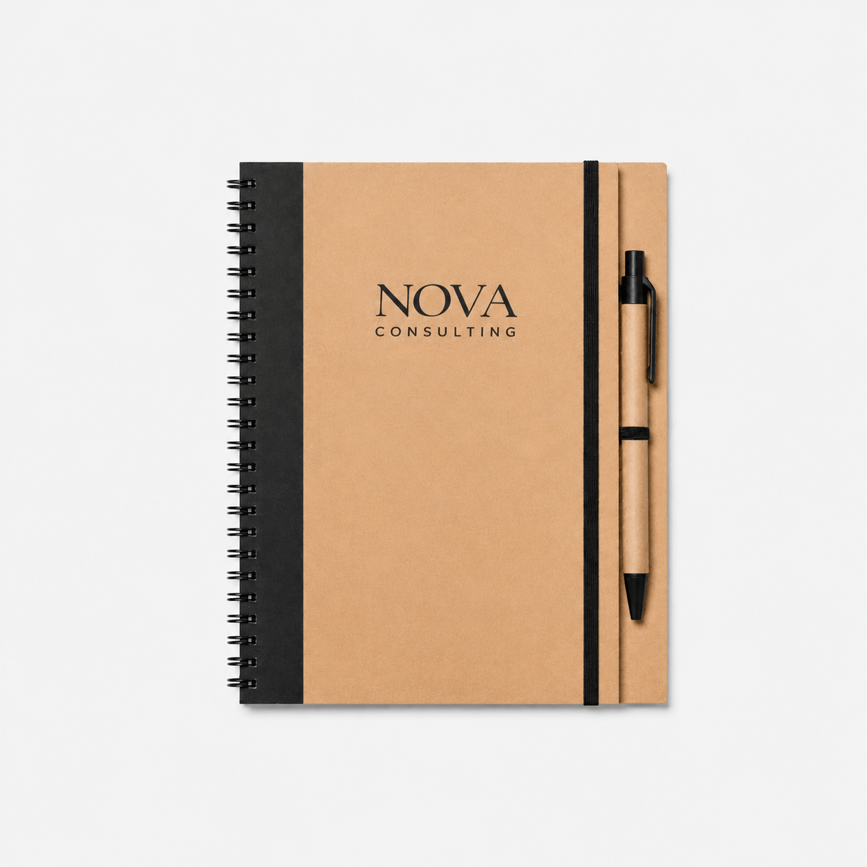 Libreta reciclada de anillas personalizada con bolígrafo
