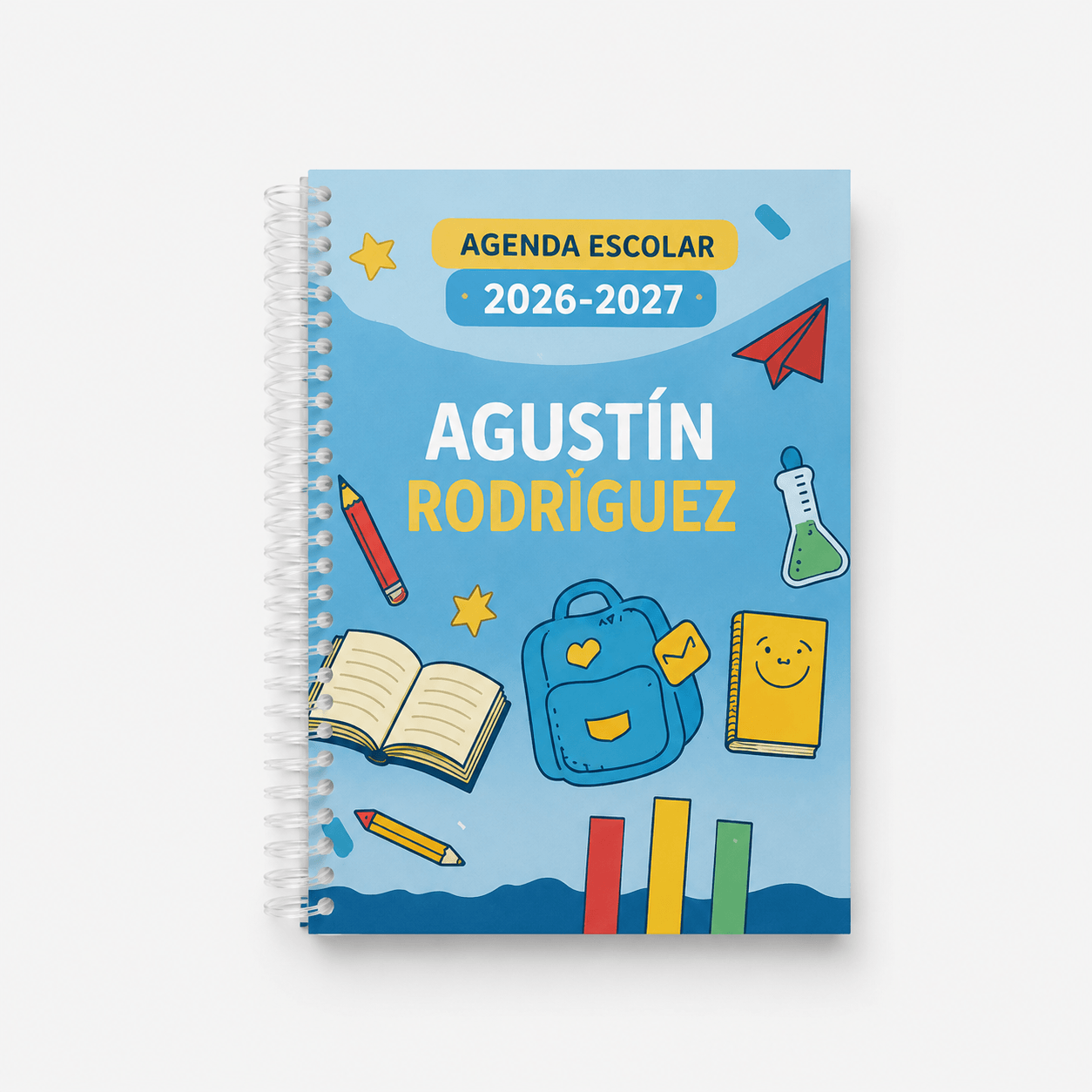 Agenda escolar 2 días por página personalizada con espiral de plástico