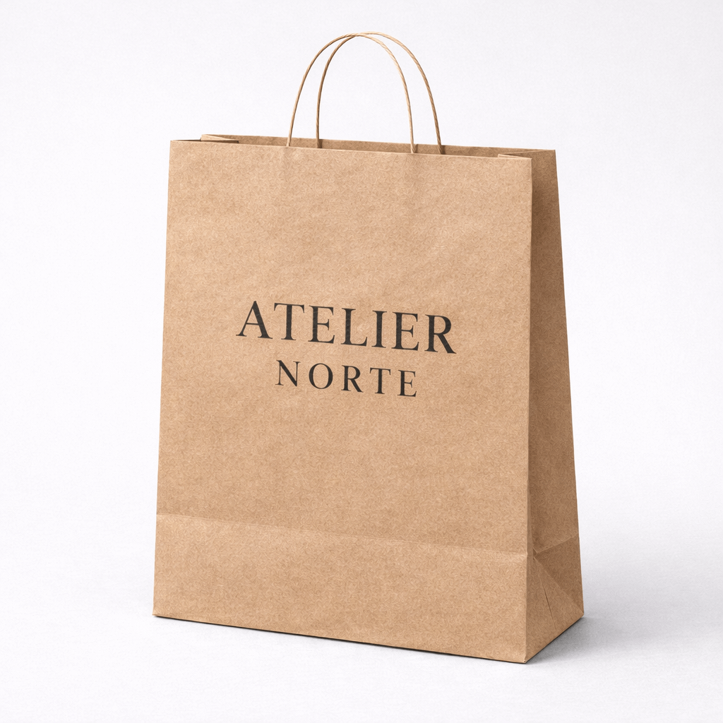 Bolsa de papel 32x40x12 personalizada con asas rizadas color kraft marrón 