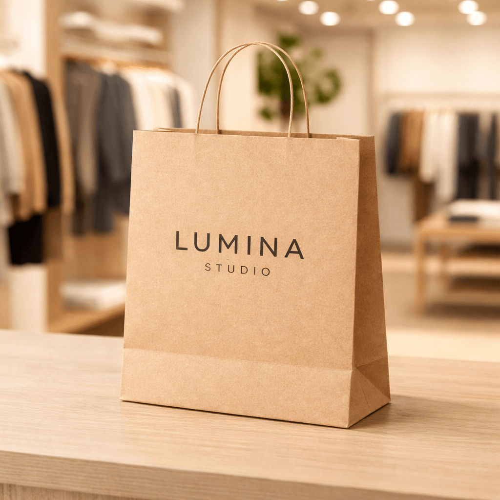 Bolsas de papel personalizadas con asas en tienda de ropa
