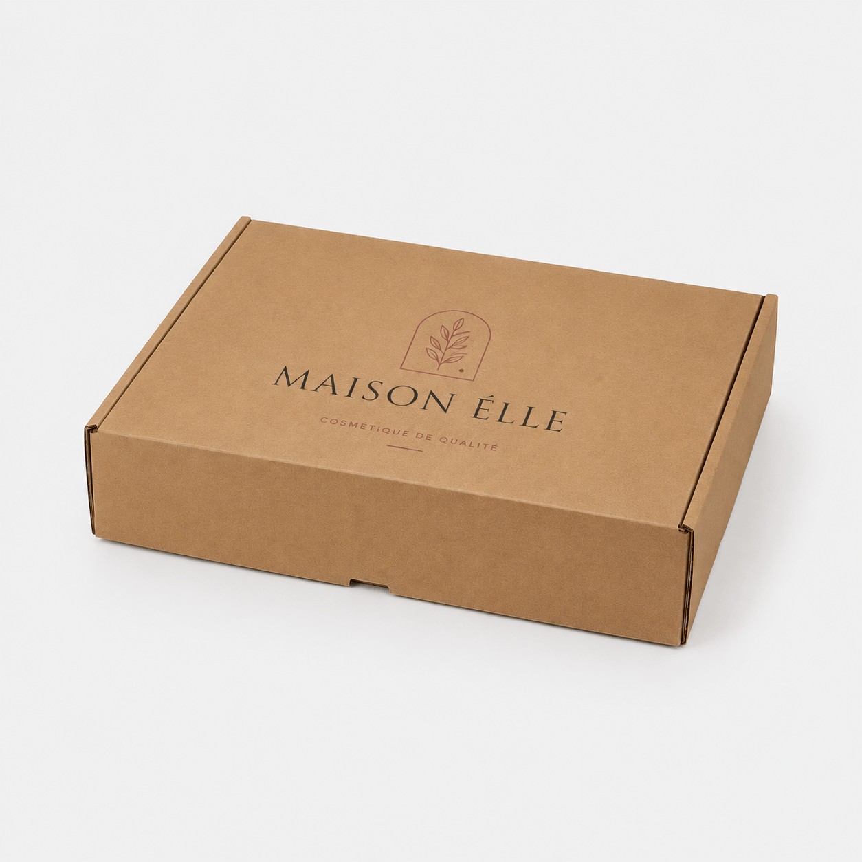 Caja ecommerce mediana personalizada en cartón kraft con logo Maison Élle
