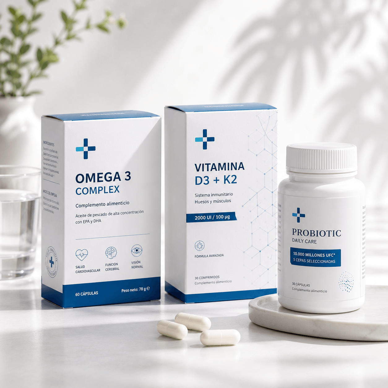Packaging farmacéutico y sanitario con cajas estándar personalizadas para vitaminas y complementos alimenticios