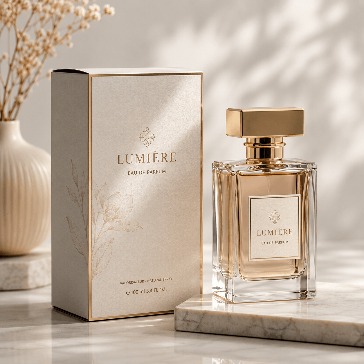 Packaging para perfumería y fragancias con caja personalizada y frasco de perfume premium