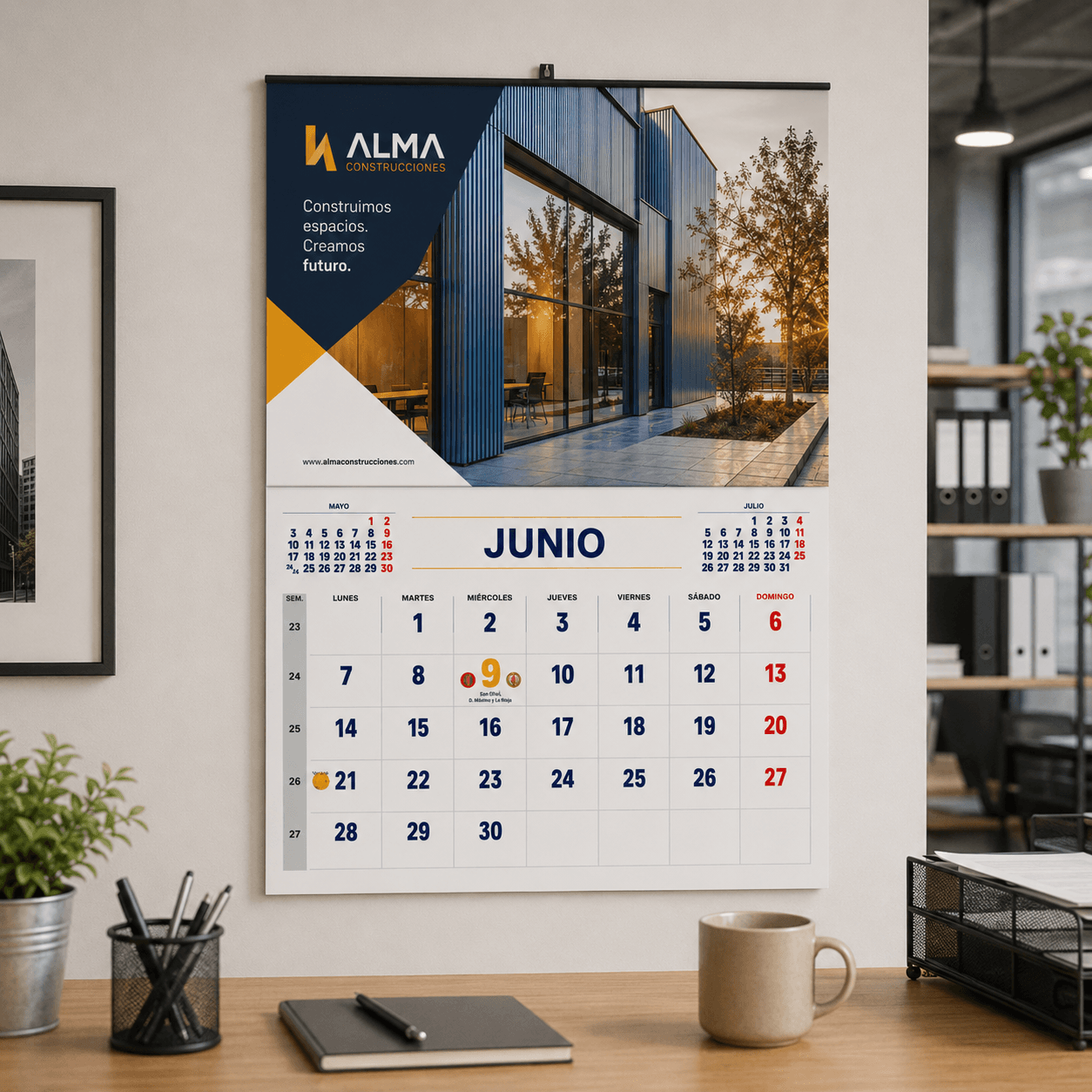 calendario clásico de pared para comercios