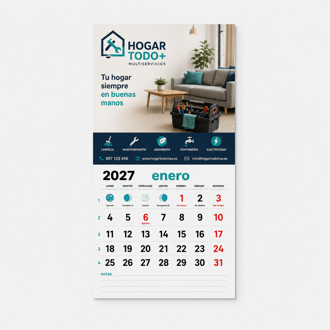 Calendario magnético para nevera formato 10x25cm 