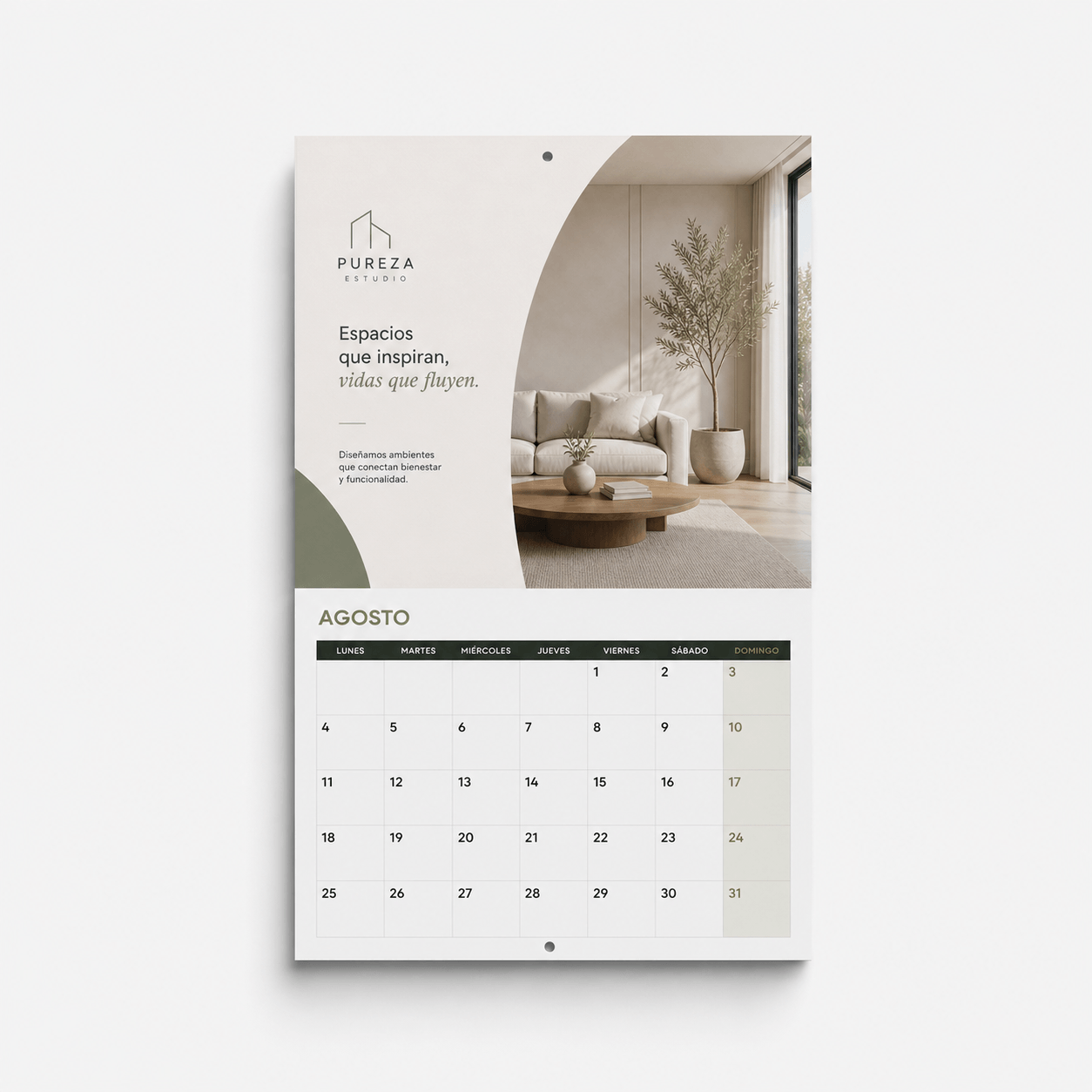 Calendario de pared tipo revista en formato A4