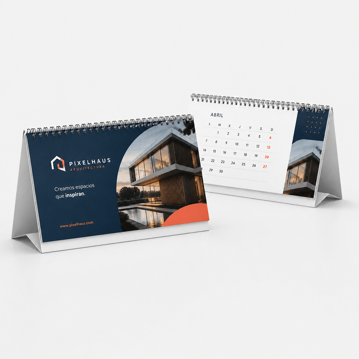 Calendario de sobremesa personalizado con encuadernación wireo