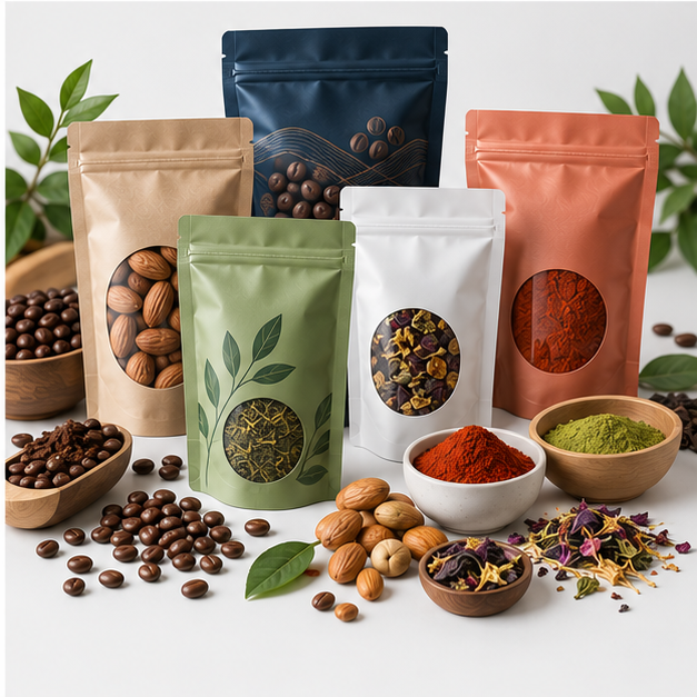 Doypack personalizados para café, frutos secos, especias e infusiones