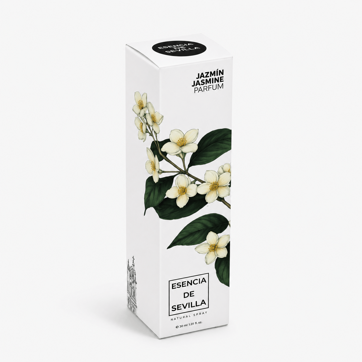 Estuche de caja para perfume personalizado con diseño floral, Esencia de Sevilla