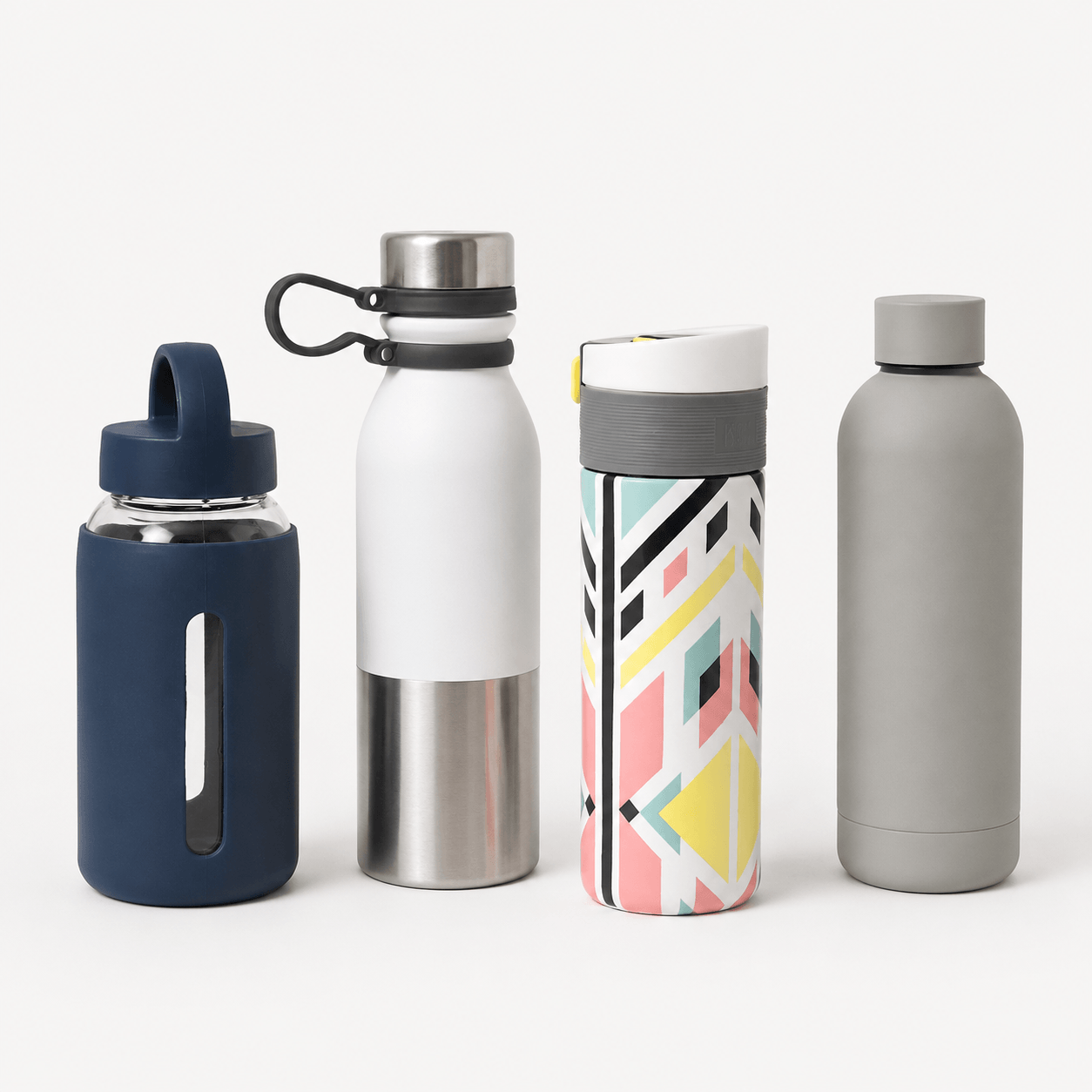 Botellas personalizadas reutilizables para empresas como ejemplo de merchandising corporativo y artículos promocionales.