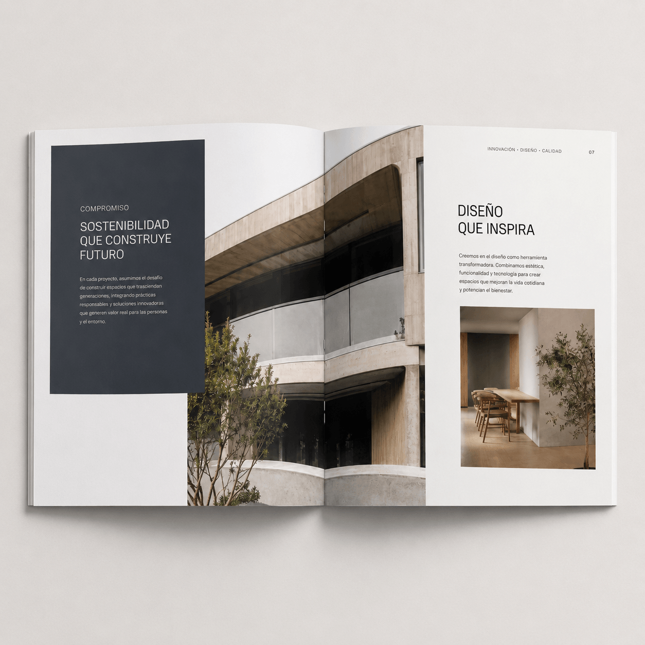 Revista corporativa grapada con impresión editorial profesional y diseño premium