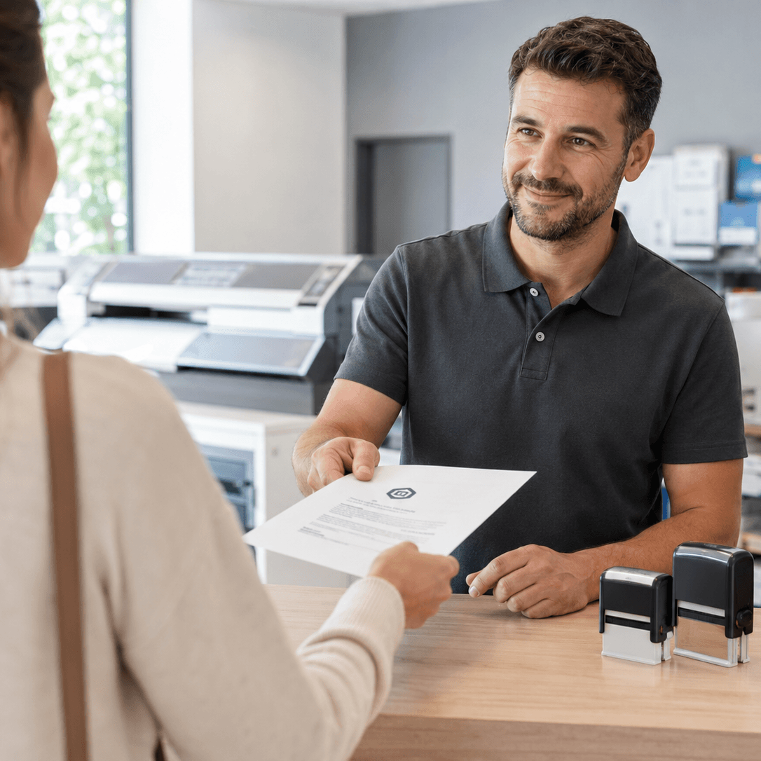 Servicio de sellos de caucho para papelerías, copisterías e imprentas