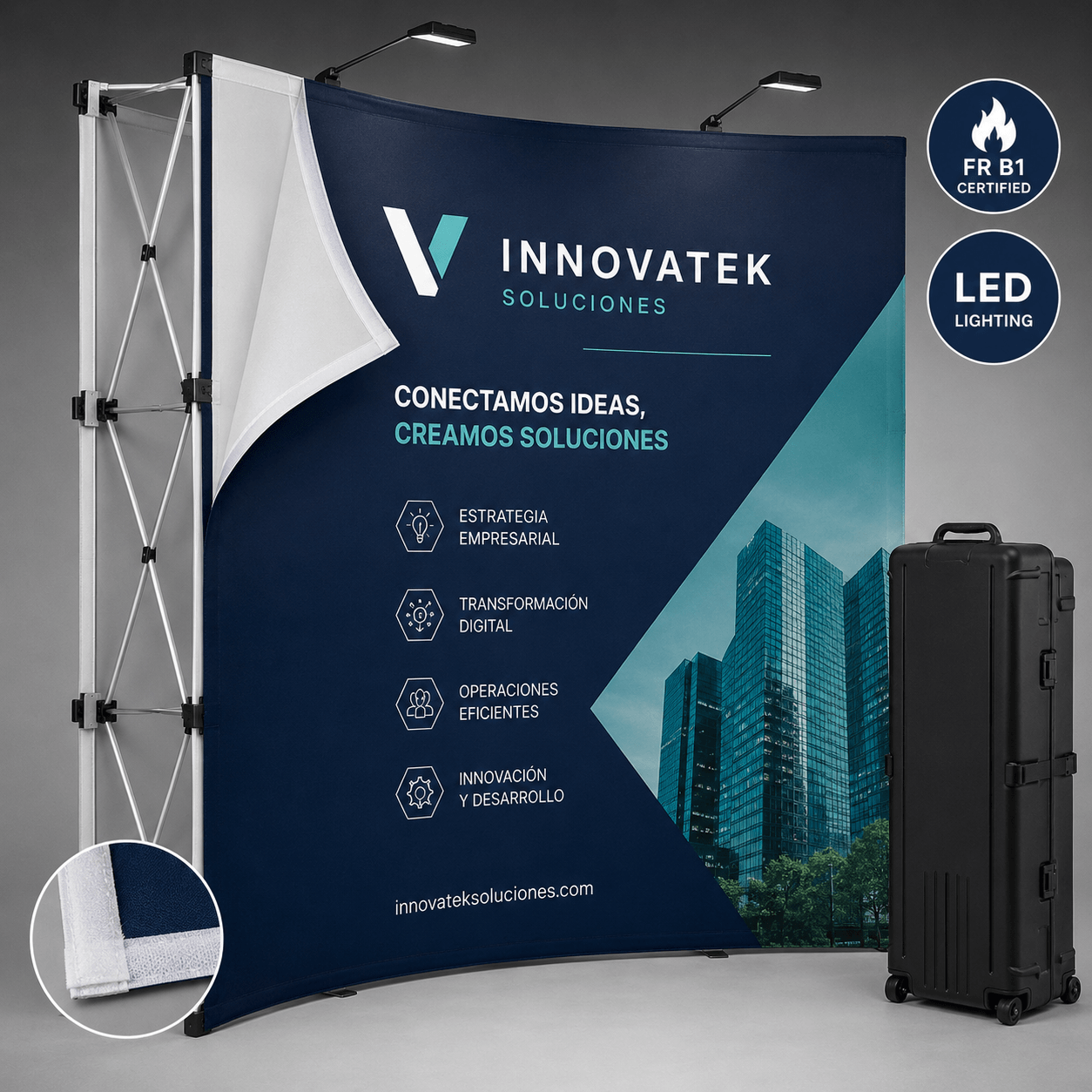 Stand pop up publicitario con estructura de aluminio