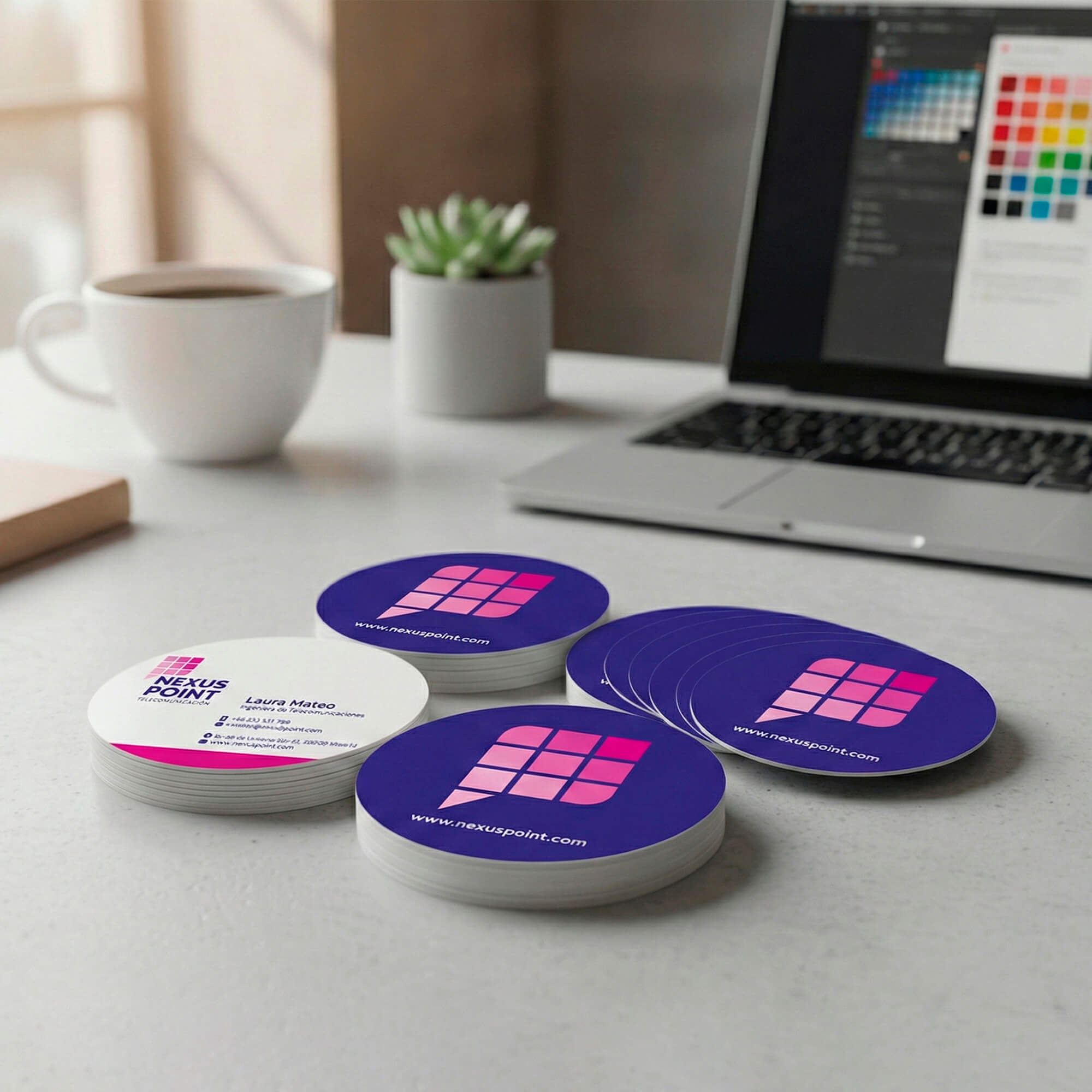 Tarjetas redondas personalizadas con formato circular